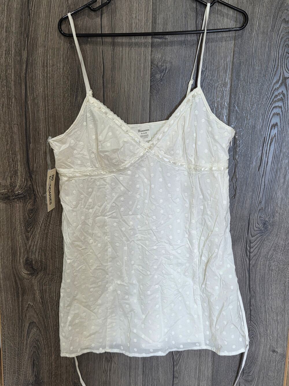 No Boundaries White Cotton Triangle A-Line Mini Dress Size XL Juniors